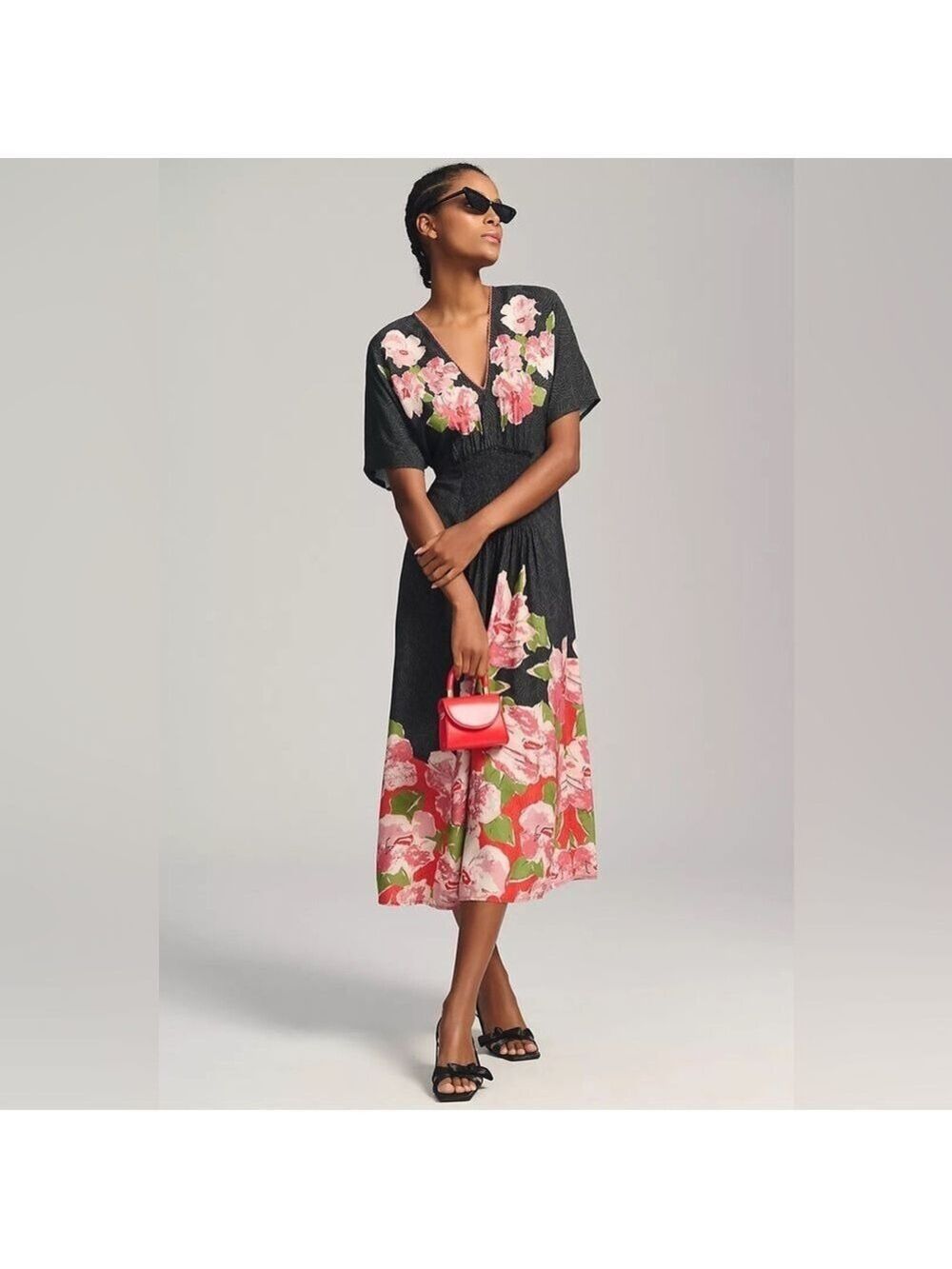 Bl^nk London The Tatiana Kaftan in Black and Pink, One Size Fits All